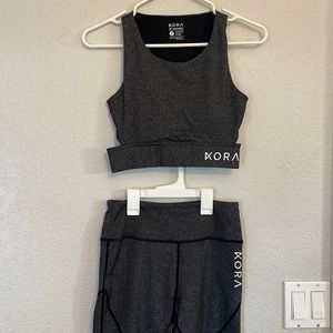 Kora Fitness (Acta Wear) Dark Grey Yoga Leggings & Sports Bra Set‎